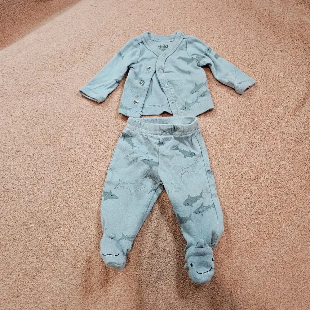 Child of Mine by Carter's Shark Outfit Preemie Set